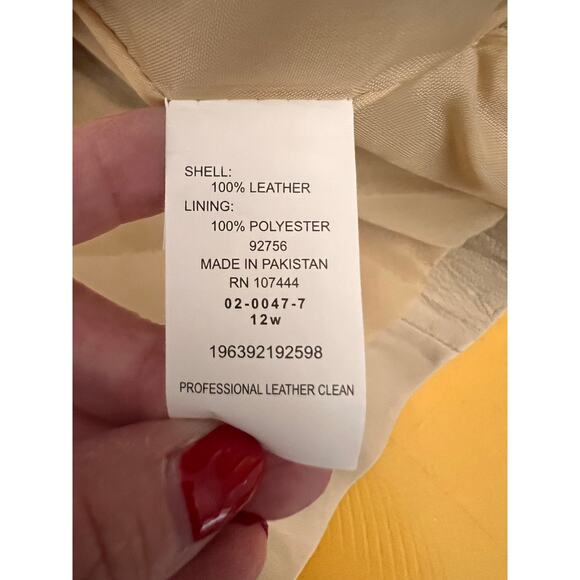 Jessica London Genuine Leather Blazer Jacket Cream Beige Size 12W NWT - Picture 7 of 7